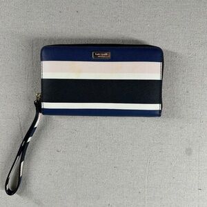 Kate Spade Wallet Womens Leather Wristlet‎ Clutch Striped Card Holder